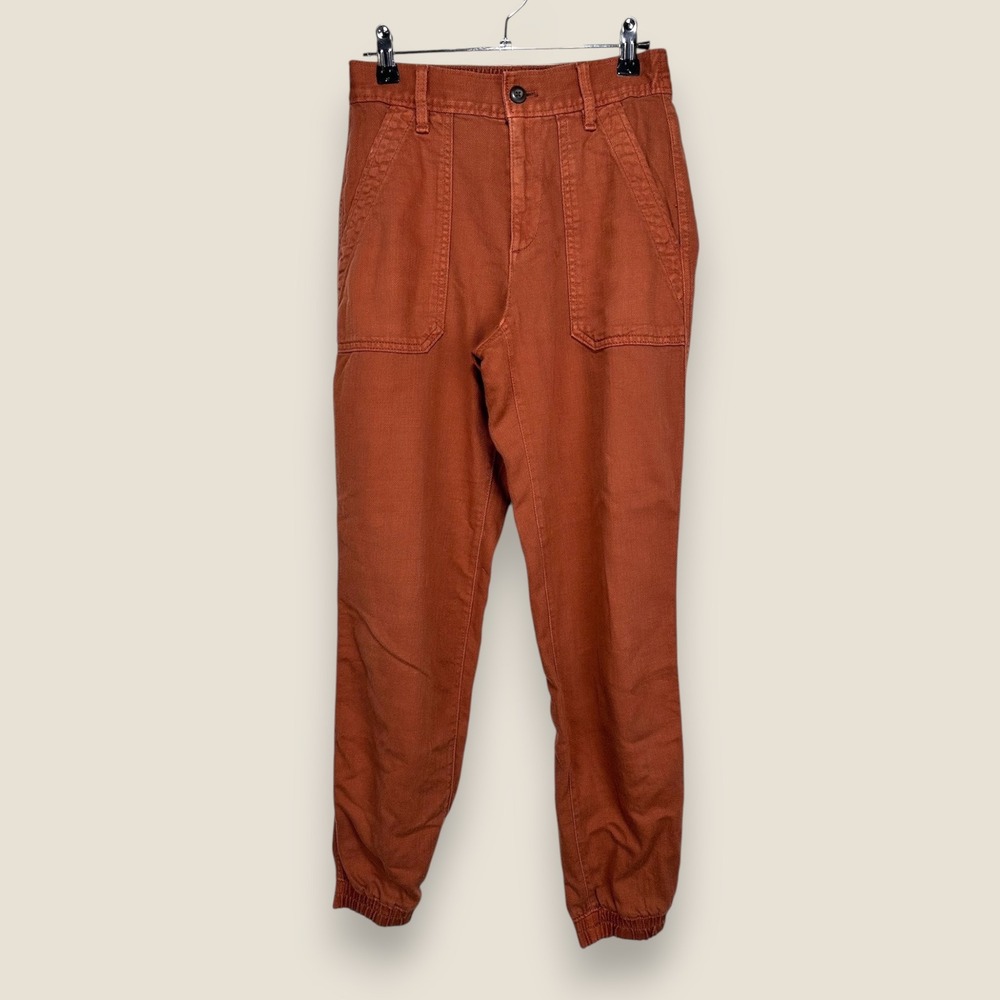 GAP Cotton Canvas Joggers Pants Women Size 0 Saddle Orange Rust Casual Trousers
